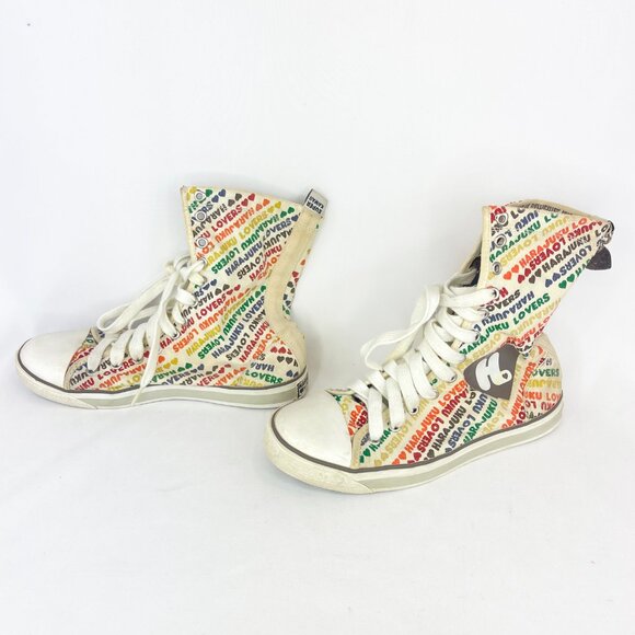 2000s Harajuku Lovers Rainbow Print High Tops sz 7 - Picture 4 of 10